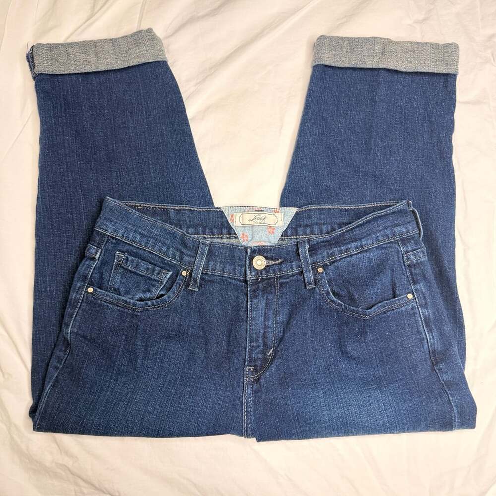 Levi's Women's Dark Wash Cropped Cuffed Jeans